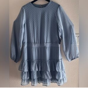 NWT Express Elegant Blue Ruffle Dress